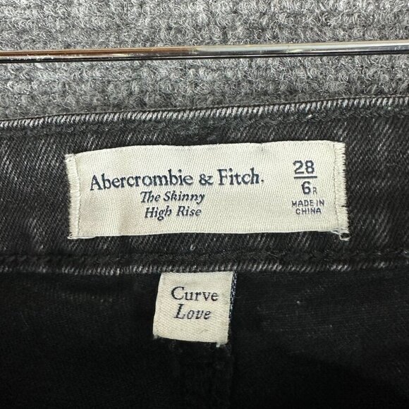 Abercrombie & Fitch Jeans Womens 28 The Skinny High Rise Black Cotton Stretch - Picture 6 of 9